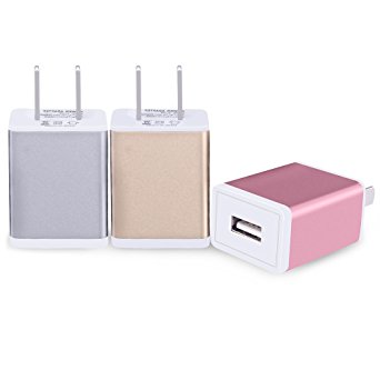 Wall Charger, BestElec 3-pack Home Travel Wall Charger Adapter for iPhone SE / 6s / 6 / 6 Plus, iPad mini 3, Galaxy S7 / S7 Edge / S6 / S6 Edge / Edge , Note 5, LG G5 and More Device