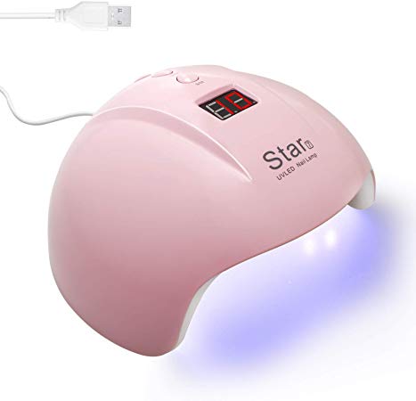 LED UV Nail Lamp 36W 18 LED Beads Gel Nail Polish Dryer Curing Light Smart Auto-sensing with 3 Timer Setting 30s 60s 90s for Nail Art at Home(Pink)