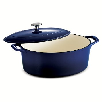 Tramontina Enameled Cast Iron Covered Oval Dutch Oven, 7-Quart, Gradated Cobalt