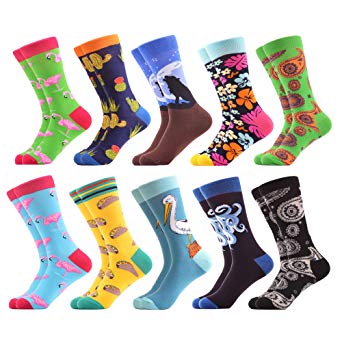 WeciBor Men's Funny Casual Combed Cotton Novelty Crazy Fancy Socks Packs