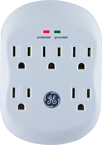 GE Pro Surge Protector, Wall Charger, Charging Station, 1020 Joules Protection Rating, Automatic Shutdown, Sleek Design