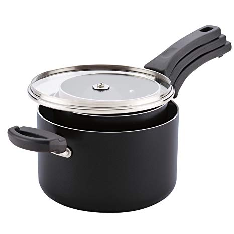 Farberware Neat Nest Space Saving 1, 2, and 4-Quart Saucepan Set with Lids, Black (6-Piece)