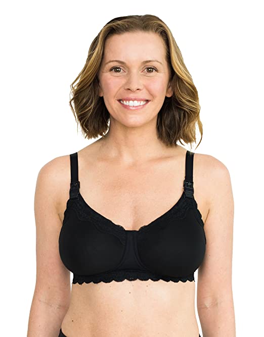 Simple Wishes Nursing and Hands Free Pumping Bra in One, Comfort, Padded, 32 to Plus Size 40DD Black