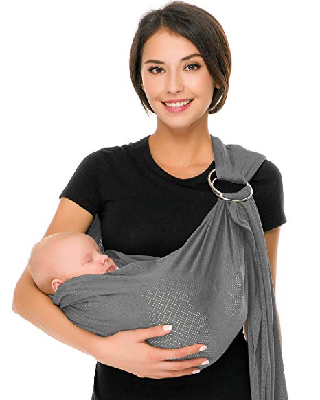 Cuby Breathable Baby Carrier Mesh Fabric, Ideal for Summers/Beachhe Adjustable Ring Sling Baby Carrier. Ergo Friendly (Light Grey)