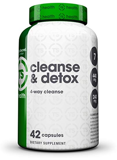 Top Secret Nutrition Cleanse & Detox 7-Day Formula Dietary Supplement Colon and Liver Cleansing Blend with Prebiotics and Probiotics for Men and Women (42 veggie caps)