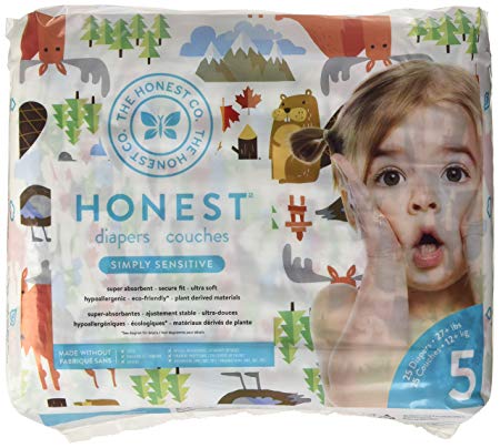 The Honest Company into the wild limited edition Disposable diapers, Canadian print, size 5, 25 Count
