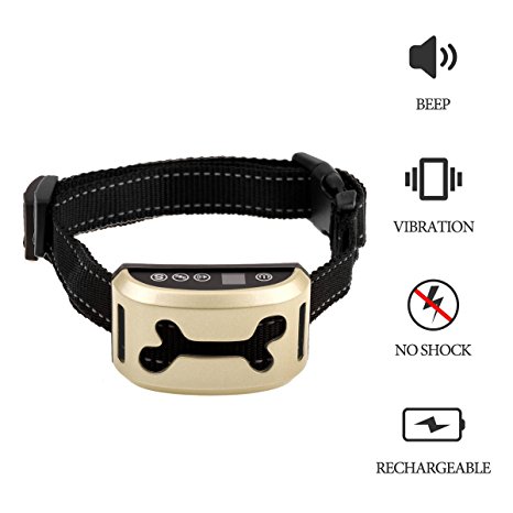 Bark Collar, Wrcibo NO SHOCK Bark Control Collar Beep and Vibration Correction for Small Medium Large Dogs Training with LCD Screen, 7 Level Bark Sensitivity Waterproof Rechargeable