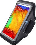Note 3 Armband  Stalion Sports Running and Exercise Gym Sportband for Samsung Galaxy Note 3 2 Note 3 Neo Lifetime WarrantyJet Black Water Resistant  Sweat Proof  Key Holder