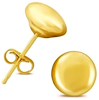 14K Yellow Gold Button Ball Stud Earrings