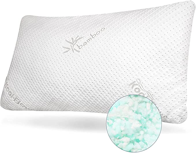 Snuggle-Pedic Memory Foam Pillow - Shredded Foam Sleeping Pillows for Side, Back & Stomach Sleeper w/ Bamboo Cover and Cooling Luxury Support - King