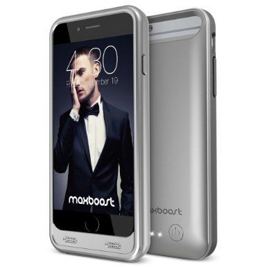 Maxboost MOP6-3100-BBLK Vivid Series 3100mAh Protective Portable Battery Charging Case for iPhone 66s - Platinum Gray