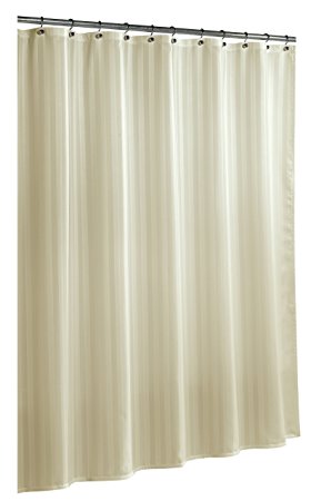 Ex-Cell Home Fashions By Appointment Woven Stripe Damask Fabric Shower Curtain Liner, Champagne