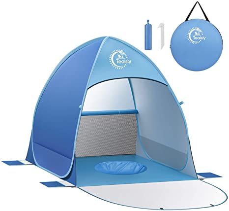 Beach Tent, Pop Up Tent SPF50  UV Protection, UV Beach Tent Waterproof for 2-3 Persons with Shade Pool for Family Camping, Fishing, Picnic, Beach, Baby Playing