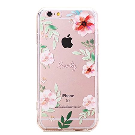 Urberry Iphone 6s Case, Iphone 6 Slim Back Cover, Transparent Rose Print Case for 4.7 Inch Iphone 6/6s with a Screen Protector