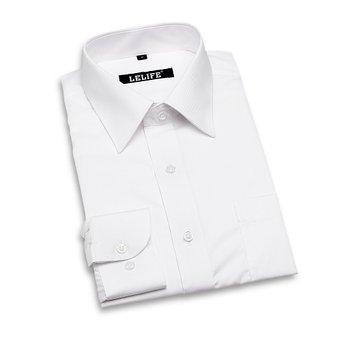Lelife Men's Non Iron Slim Fit Solid Dress Shirt