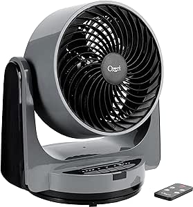 Ozeri Brezza III Dual Oscillating 10" High Velocity Desk Fan, Grey with Black