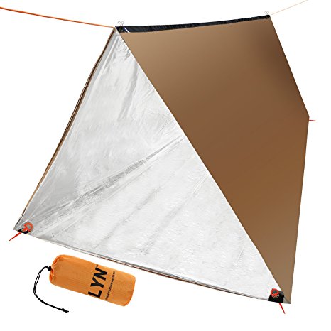 Emergency Survival Mylar Thermal Waterproof Shelter Tent with Paracord 550 (Military Grade) for Camping 2 Person