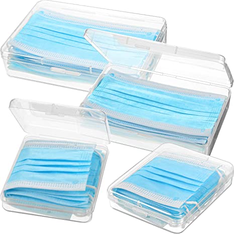 4 Pack Clear Plastic Storage Case Organizer Reusable Keeper Folder for Face Cover, Portable Plastic Storage Boxes, Pollution Prevention Storage Clip Organizer Face Cover Storage Cases
