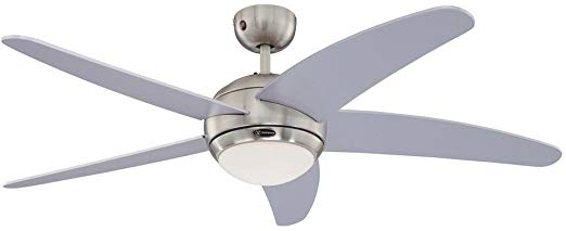 Westinghouse Lighting BENDAN Ceiling Fan, Metal, R7s, 80 W, Satin Chrome finish with silver blades