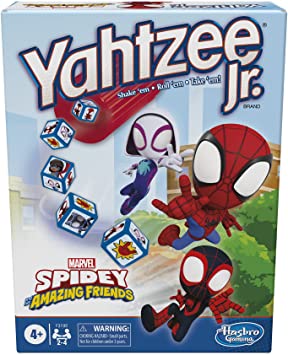 Hasbro Gaming Yahtzee Jr. Marvel Spidey and His Amazing Friends Edition Board Game for Kids Ages 4 and Up, Counting and Matching Game for Preschoolers (Amazon Exclusive)