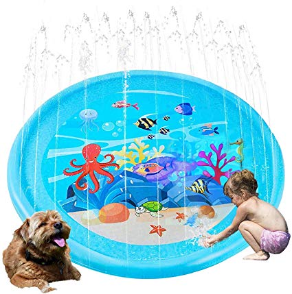 QINGBAO Splash Pad Sprinkler Pad Splash Play Mat 68" Outdoor Water Toys, Outdoor Sprinkler for Kids，Kids Pool