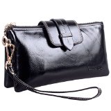 YaFeiGe Womens Multi-Function Genuine Leather Wristlet Wallet Smartphone Clutch