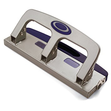 Officemate Deluxe Medium Duty 3-Hole Punch with Chip Drawer, Silver and Navy, 20-Sheet Capacity (90102)