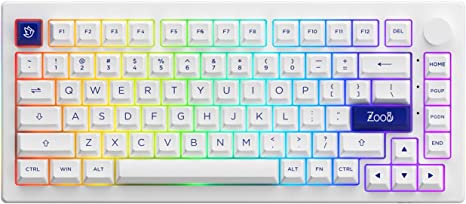 Akko 5075B Plus Mechanical Keyborad 75% Percent RGB Hot-swappable Keyboard with Knob, Blue on White Theme with PBT Double Shot ASA Profile Keycaps Cream Yellow Switch