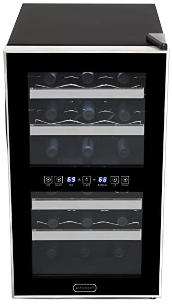 Whynter WC-181DA 18 Bottle Dual Zone Touch Control Trim Wine Cooler, Black