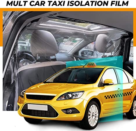 JoyTutus Safe Car Taxi Isolation Film, Anti-Saliva Car Protective HD Plastic Film Front and Rear Row, Anti-Fog Car Transparent Isolation Cover Full Surround Protect from Germ Smoke Dust 55in x 70in