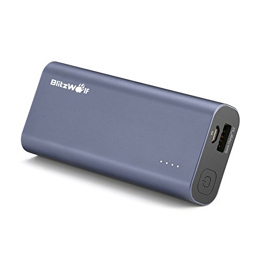 Power Bank, BlitzWolf 5200mAh Portable Charger QC3.0 Battery with Qualcomm Certified Quick Charger Pack USB Portable Charger for Smartphones iPhone, iPad, Samsung Devices, Android Smart Phones