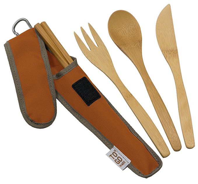 Bamboo Travel Utensils - To-Go Ware Utensil Set with Carrying Case (Pumpkin)