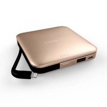 Apple MFi Certified - MIPOW POWER CUBE 9000 Portable External Battery Pack  Power Bank  Backup Charger with 9000mAh USB and Lightning output for Apple Android and other smart phones tablet PCs GOLD version