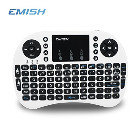 Emish Mini Wireless Keyboard, Touchpad Mouse with Keyboard for PC, Pad, Xbox 360, Android TV Box, Computer, Laptop, White