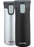 Contigo AUTOSEAL Pinnacle Vacuum-Insulated Stainless Steel Travel Mug 14-Ounce Polar White Matte Black 2-Pack