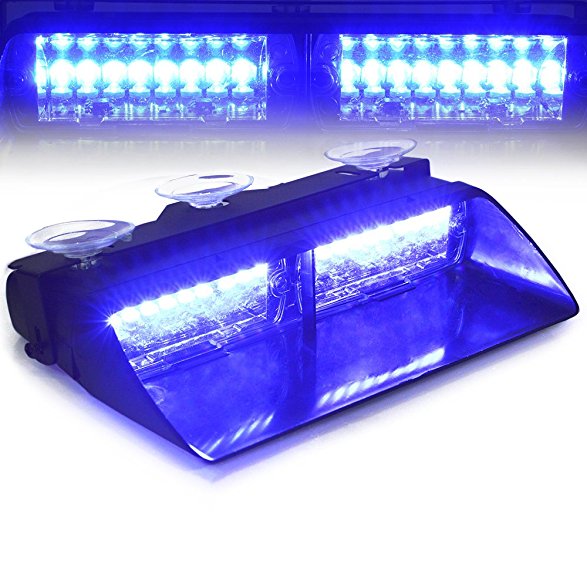 Xprite 16 LED High Intensity LED Windshield Emergency Hazard Warning Strobe Lights - Blue