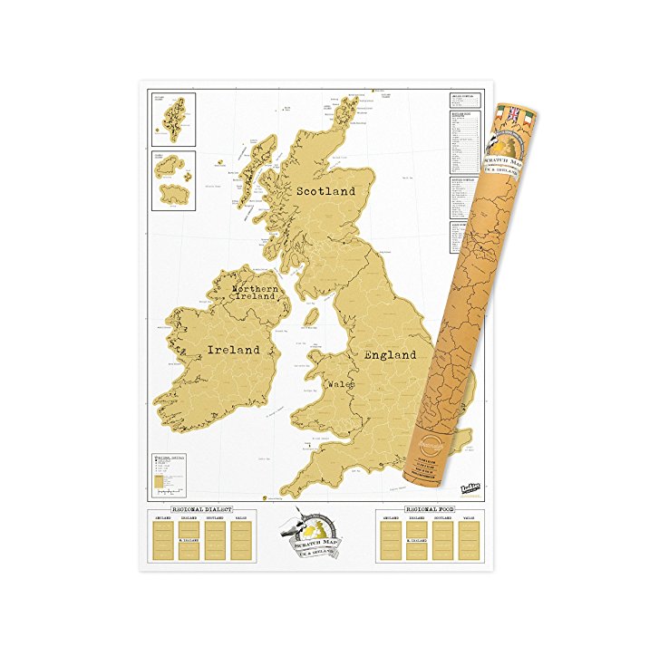 Scratch Map UK & Ireland Edition - Personalised World Map Poster, Travel Gift - Luckies of London