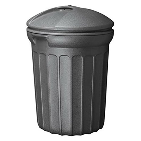 United Solutions TB0007 Thirty Two Gallon/121.1 Liter Round Trash Can in Black-32 Gallon Black Garbage Can