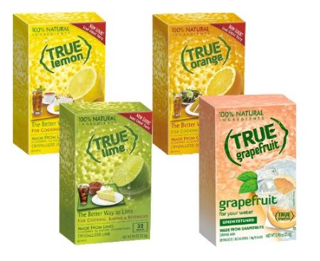 True Lemon Lime Orange and Grapefruit 32ct Boxes Sampler Pack 4 packs