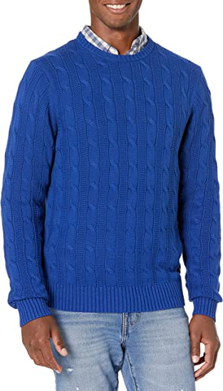 Amazon Brand - Goodthreads Men's Soft Cotton Cable Stitch Crewneck Sweater