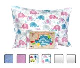 Toddler Pillowcase - Made for Little Sleepy Head Toddler Pillow 13 X 18 - 100 Cotton - Naturally Hypoallergenic - Made in USA Elephants