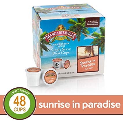 Sunrise in Paradise for K-Cup Keurig 2.0 Brewers, 48 Count, Margaritaville Coffee Light Roast Single Serve Coffee Pods