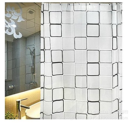 72*72 Inch PEVA Fashion Waterproof Mildew Resistant Shower Curtain (GARY SQUARE)