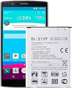 Battery for LG G4 BL-51YF, LG G4 H810 H811 H812 H815 US991 LS991 VS986, G4 G Stylo H631 H635 MS631 LS770 VS999 F500 Spare Battery