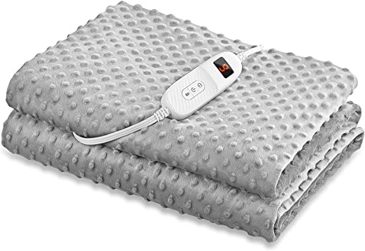 Electric Heated Throw Blanket Twin Size 50" x 60" | 10 Levels Fast Heating & Machine Washable | Soft Fleece Full Body Warming Sofa Bed Blankets with Auto-Off Overheating Protection 4H Timer | Grey