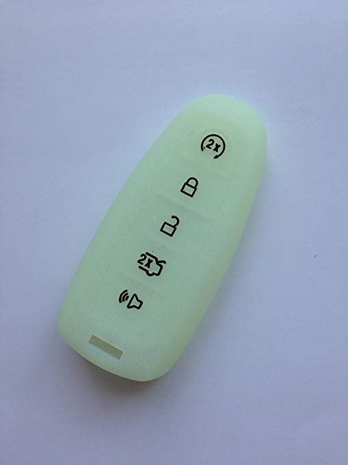 TCKEY Night Glow Silicone Fob Skin Cover Fob Remote Keyless Entry Smart Key Case Shell Key Protector Key Jacket Sleeve For Lincoln Ford Escape Explorer Focus Taurus Flex 5 Buttons