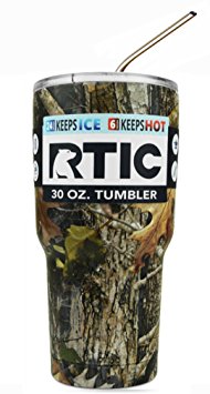 RTIC Bundle - Custom Dipped 30 Ounce Travel Tumbler with Lid and Stainless Steel Straw - 30oz (Camouflage)