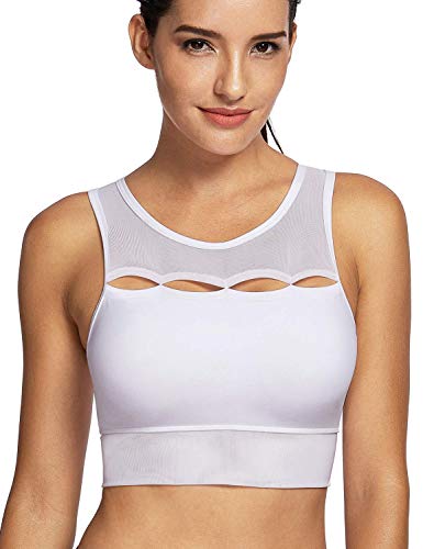 CRZ YOGA Women's Wirefree Longline Sports Bra Yoga Top with Removable Pads