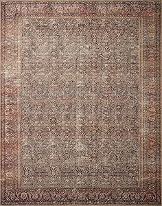 Loloi II Wynter Collection WYN-09 Onyx/Multi 3'-6" x 5'-6", .13" Thick, Accent Rug, Soft, Durable, Printed, Vintage Inspired, Low Pile, Non-Shedding, Easy Clean, Living Room Rug