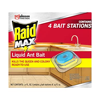 Raid Max Liquid Ant Bait, Kills Ants Where They Breed, 4 Bait Stations